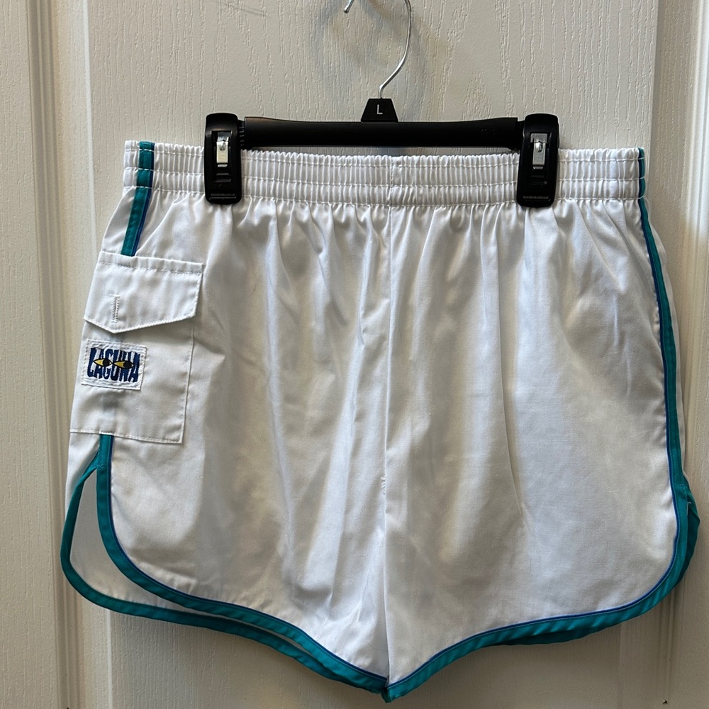 Laguna B Men's Swim Trunks in White and Teal